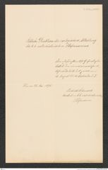 k.k. naturhistorisches Hofmuseum, Intendanzakten 1885-1896 (Hauer), Aktenzahl Z.367.e/1890, Seite 1